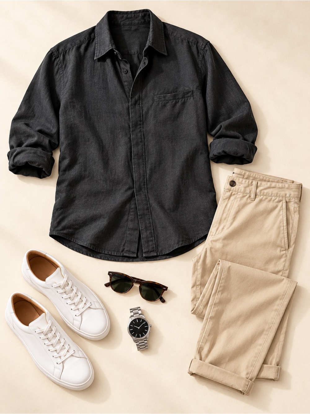 Claiborne Black Men's Long-Sleeve Dress Shirt